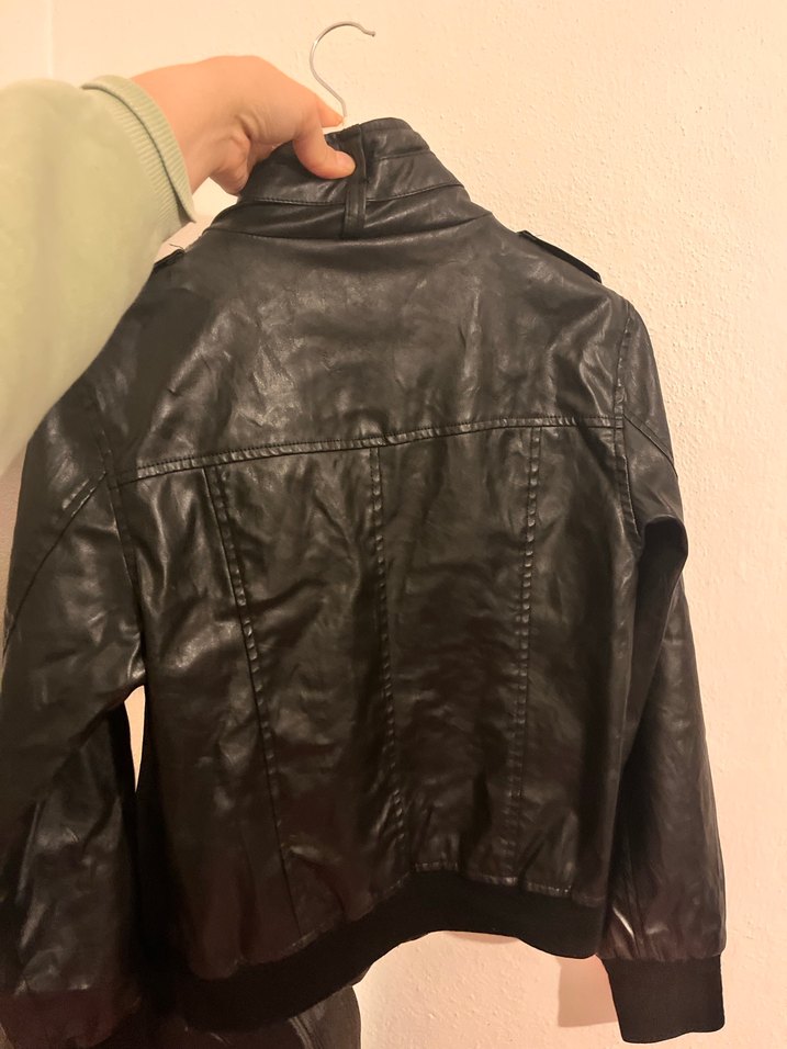 Siyah Deri Biker Ceket - Görsel 3