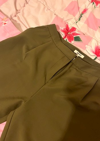 Koton kumaş pantolon, haki renk - Görsel 3