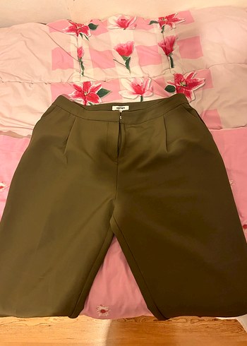 Koton kumaş pantolon, haki renk - Görsel 2