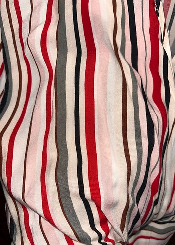 Koton, Çizgili, V Yakalı, Şık Kadın Gömlek - Görsel 3