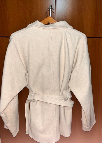 Bej Kemerli Midi Kadın Kaşe Kaban - Görsel 4