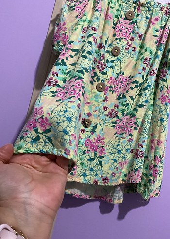 Çiçek Desenli Düğmeli Bohem Mini Bluz - Görsel 2