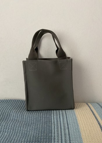 Gri Deri Kadın El Çantası - Görsel 2