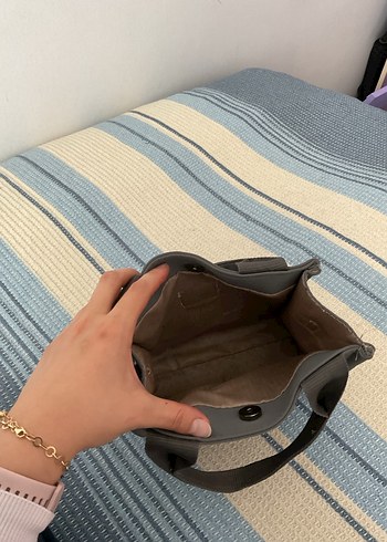 Gri Deri Kadın El Çantası - Görsel 4