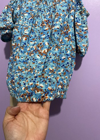 Mavi Bağcıklı Bohem Kız Bluzu - Görsel 2