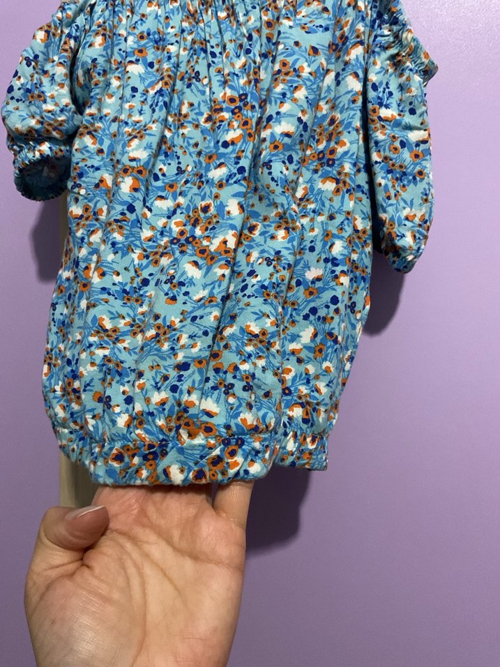 Mavi Bağcıklı Bohem Kız Bluzu - Görsel 2