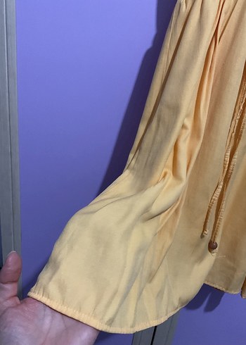 Sarı Midi Kız Çocuk Keten Elbise - Görsel 3