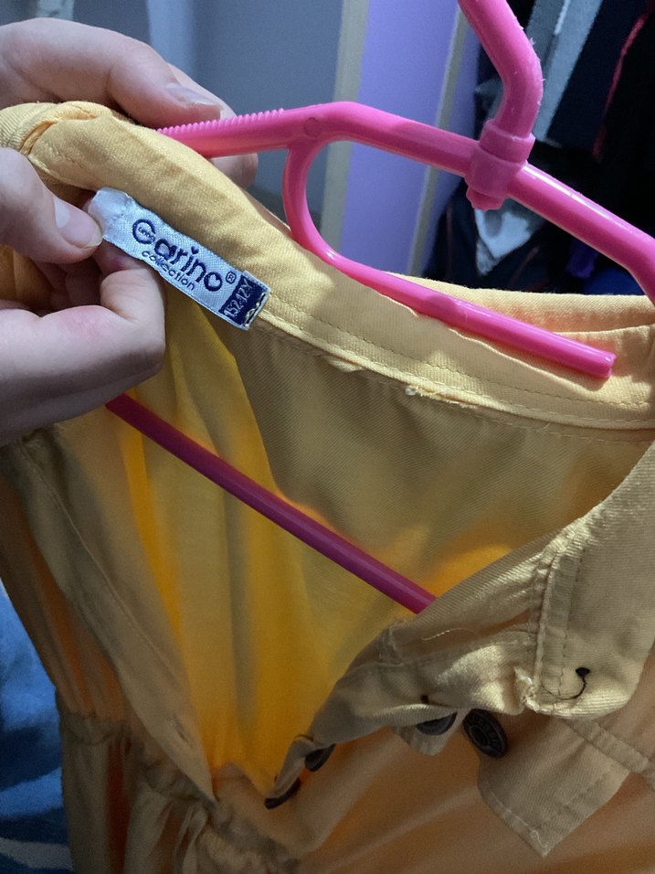 Sarı Midi Kız Çocuk Keten Elbise - Görsel 5