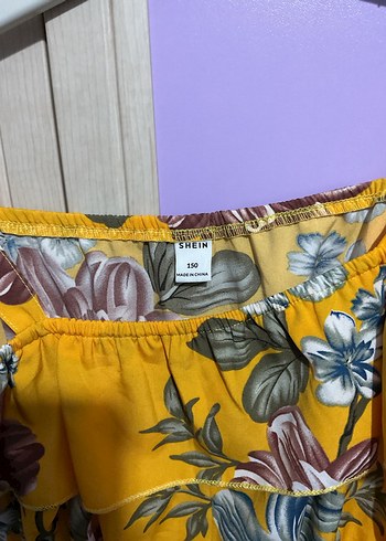 Sarı Çiçek Desenli Mini Bohem Elbise - Görsel 2