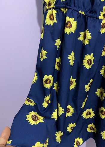 Kız çocuk Çiçek Desenli Askılı Midi Elbise - Görsel 3