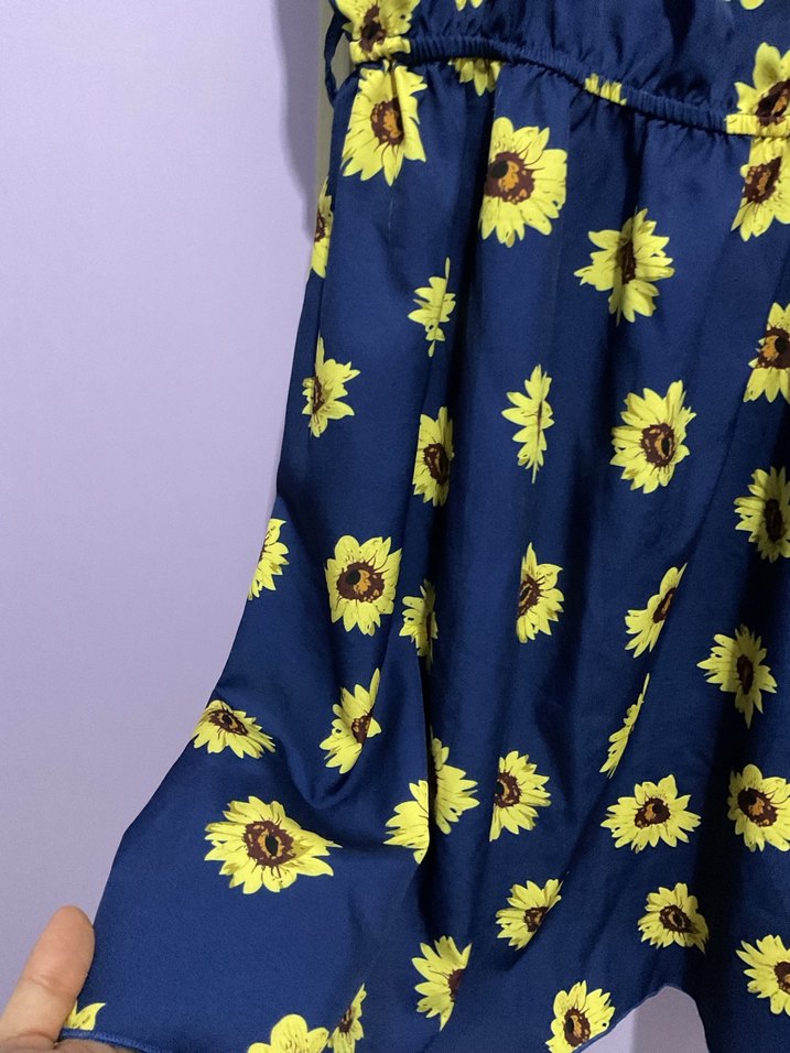 Kız çocuk Çiçek Desenli Askılı Midi Elbise - Görsel 3