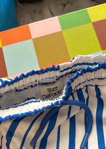 Erkek Çocuk Mavi Çizgili Deniz Şortu - Görsel 4