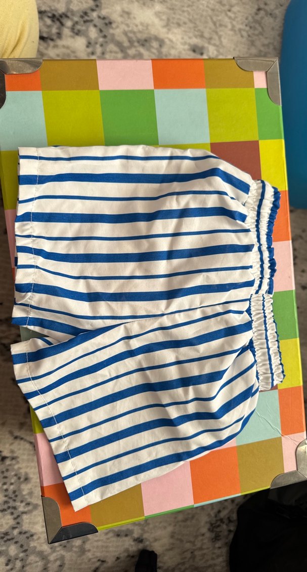 Erkek Çocuk Mavi Çizgili Deniz Şortu - Görsel 5