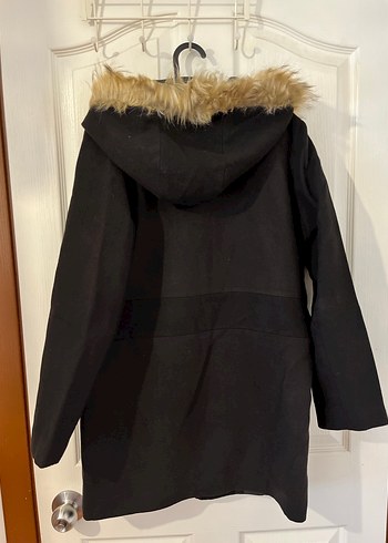 Siyah Kürklü Midi Kışlık Kadın Mont - Görsel 3
