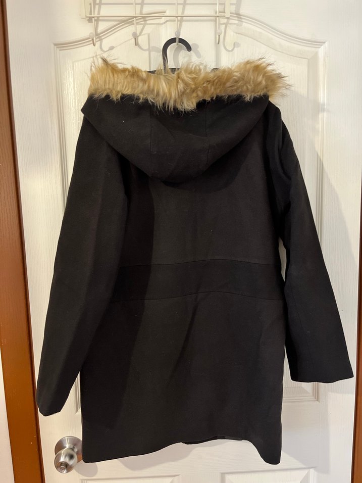 Siyah Kürklü Midi Kışlık Kadın Mont - Görsel 3