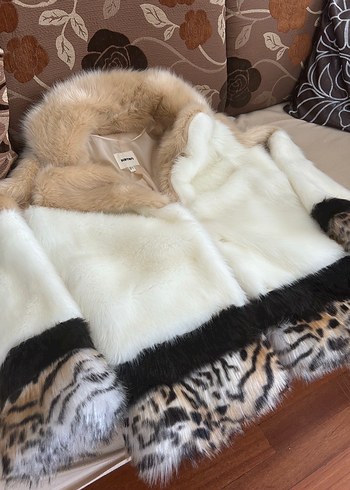 xs Beden Sokak Stili Midi Suni Kürk, Zebra Desenli