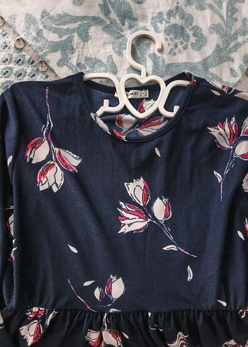 Uzun Kollu Pileli Lacivert Elbise - Görsel 2