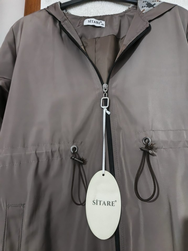 Sitare Uzun Bej Kadın Trençkot Cepli - Görsel 2