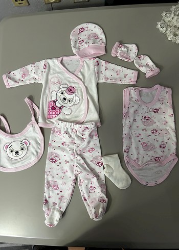 Pembe Desenli Bebek Kız Hastane Kıyafeti - Görsel 2