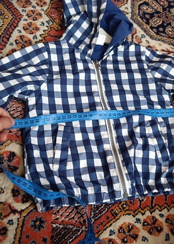 Erkek Çocuk Mavi Kareli Rahat yagmurluk - Görsel 4