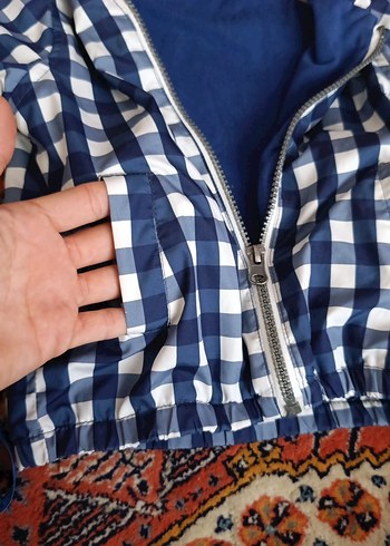 Erkek Çocuk Mavi Kareli Rahat yagmurluk - Görsel 6