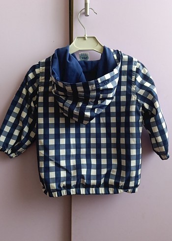 Erkek Çocuk Mavi Kareli Rahat yagmurluk - Görsel 2