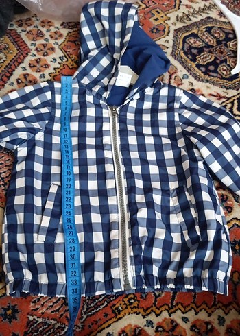 Erkek Çocuk Mavi Kareli Rahat yagmurluk - Görsel 3