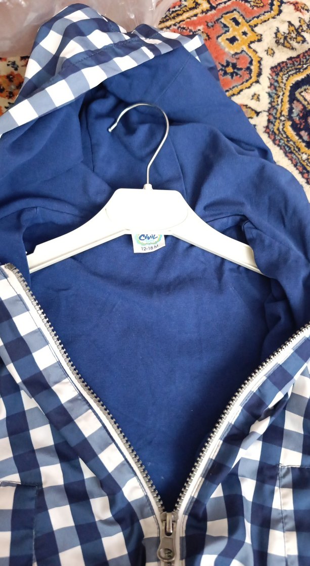 Erkek Çocuk Mavi Kareli Rahat yagmurluk - Görsel 5