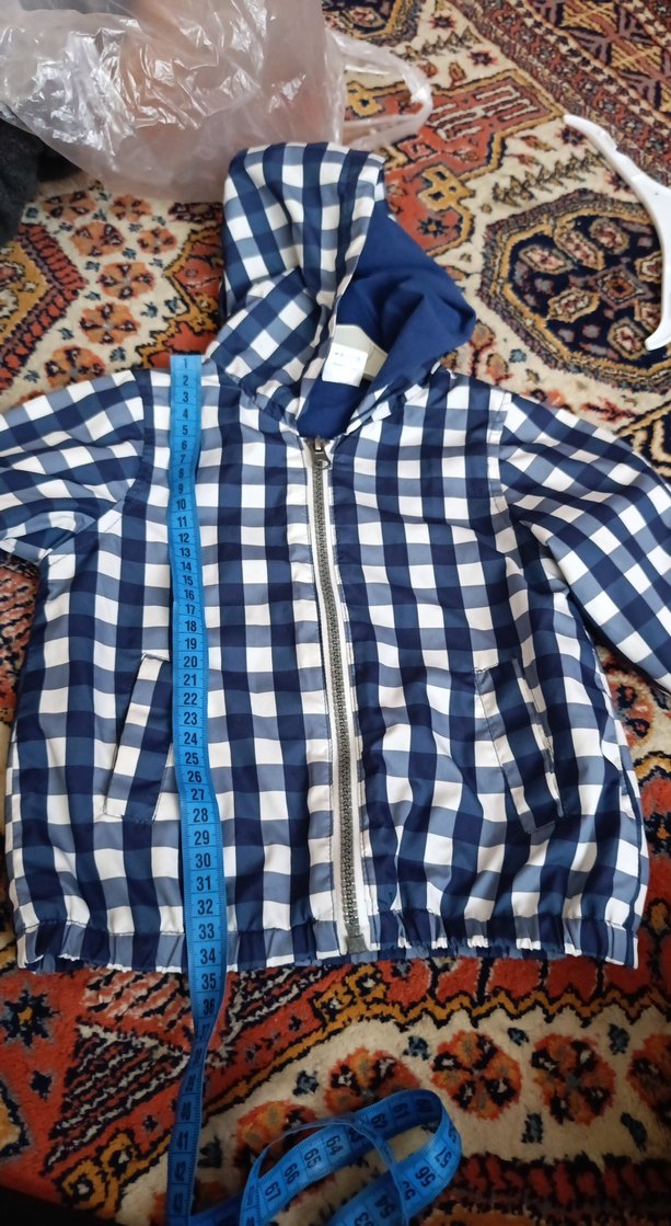 Erkek Çocuk Mavi Kareli Rahat yagmurluk - Görsel 3