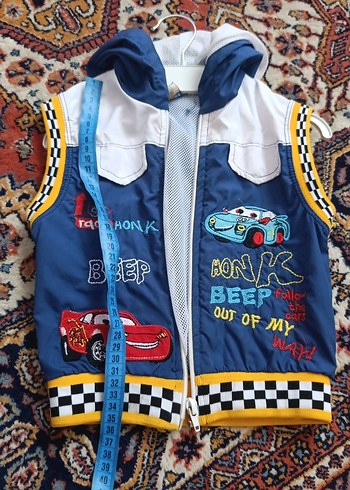 Erkek Çocuk Renkli Baskılı Kapüşonlu Yelek - Görsel 4