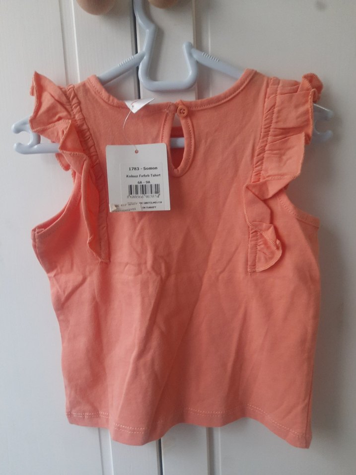 kız bebek tişört etiketli somon renk - Görsel 3