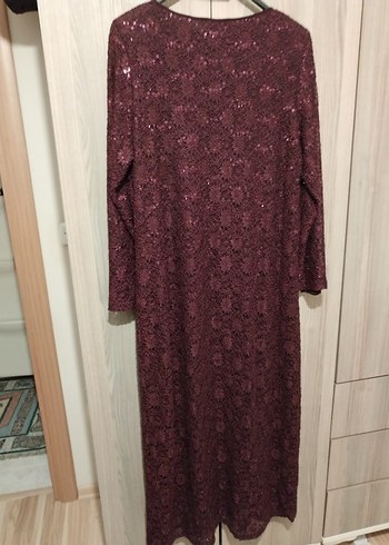 Dantel Detaylı tesettür Uzun Kollu Uzun Elbise abiye - Görsel 4