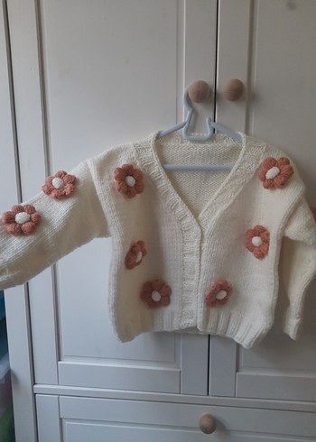 çiçekli kız Çocuk Hırka kullanılmadı - Görsel 3