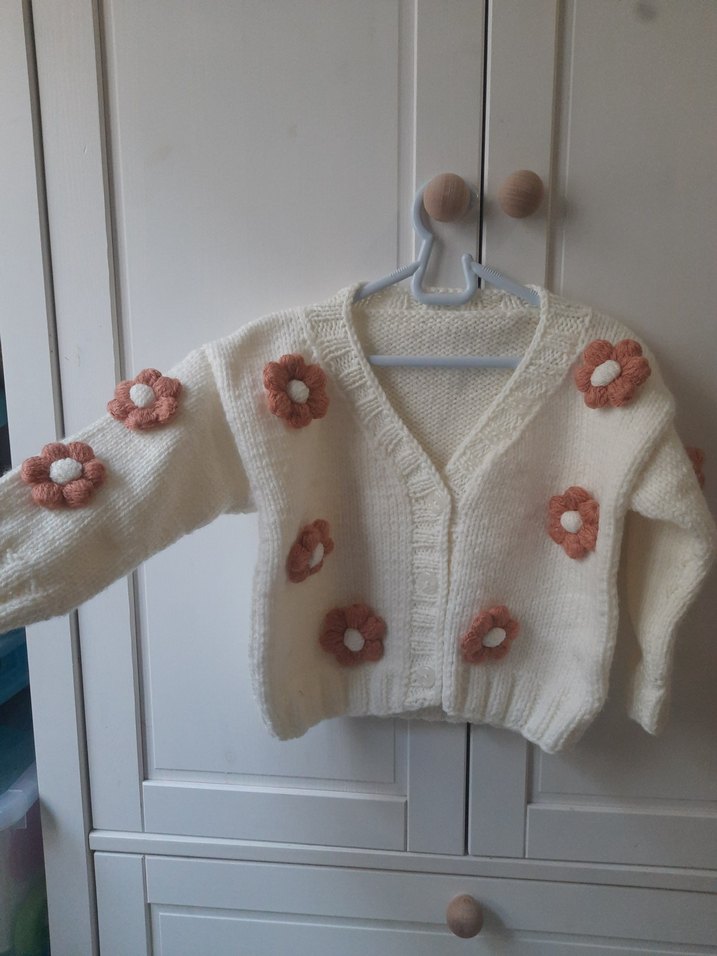 çiçekli kız Çocuk Hırka kullanılmadı - Görsel 3