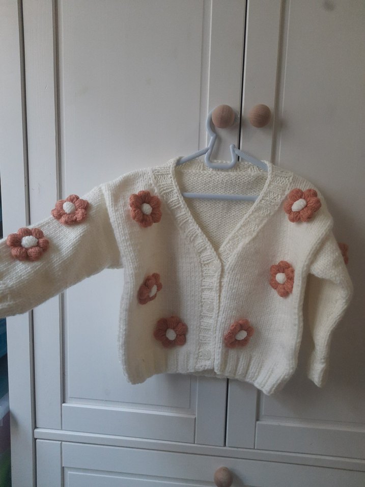 çiçekli kız Çocuk Hırka kullanılmadı - Görsel 5