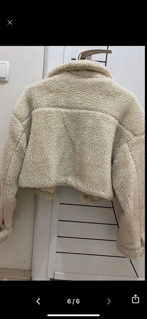 Bej Midi Boy Kürklü Kadın Ceket Pull Bear - Görsel 5