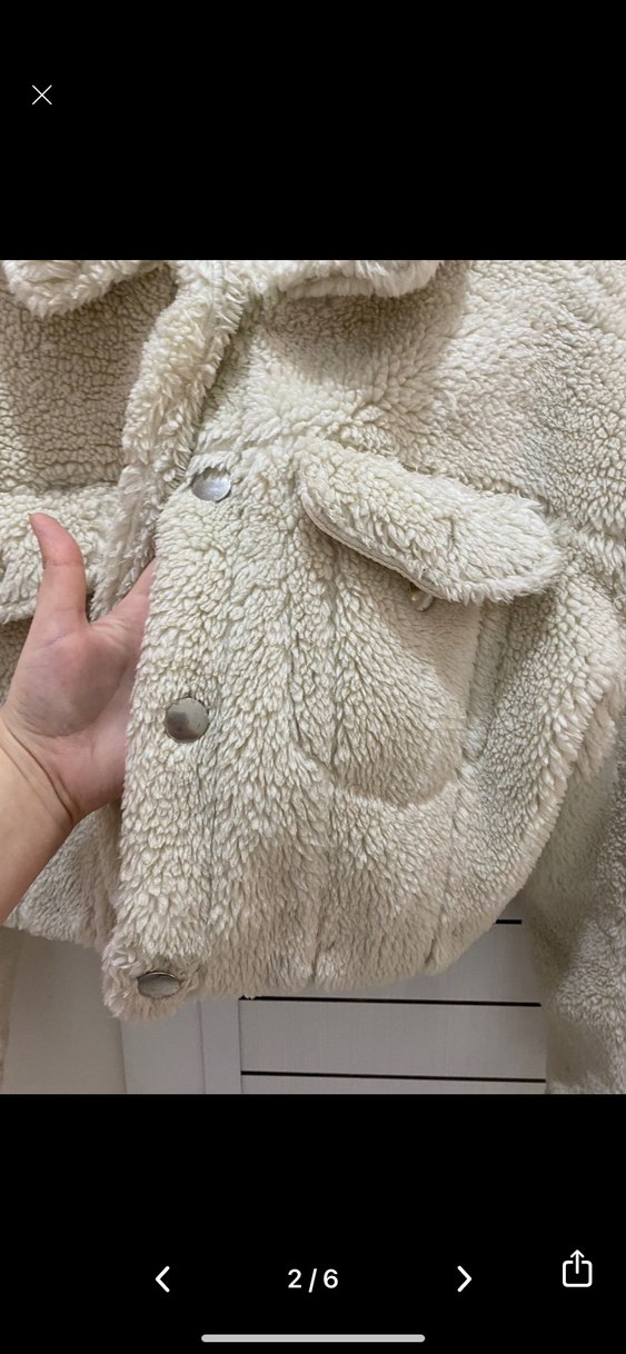 Bej Midi Boy Kürklü Kadın Ceket Pull Bear - Görsel 2