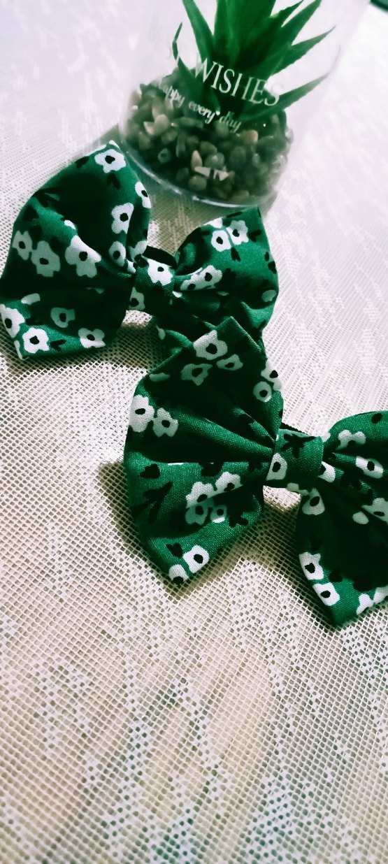 2li yeşil Çiçekli Fiyonk Saç Tokası Seti - Görsel 2