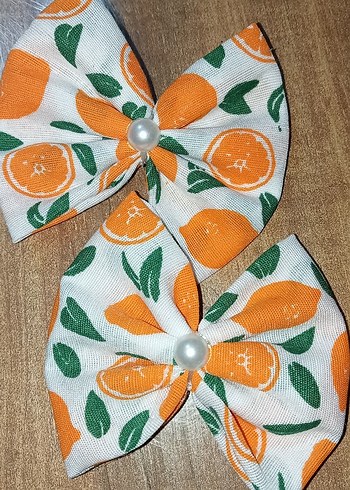 2li portakal desenli Fiyonk Saç Tokası - Görsel 2