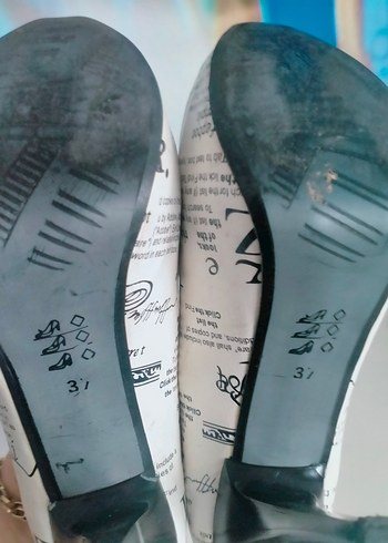 37 Beden beyaz Renk Baskılı Stiletto Topuklu Kadın Ayakkabı