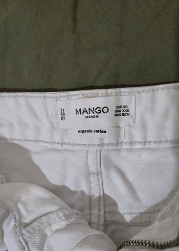 Düğmeli Beyaz mini Kadın Kot Şort Etek - Görsel 3