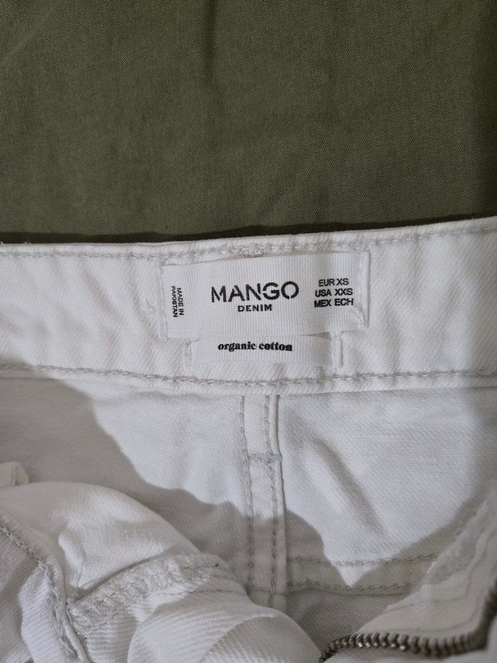 Düğmeli Beyaz mini Kadın Kot Şort Etek - Görsel 3