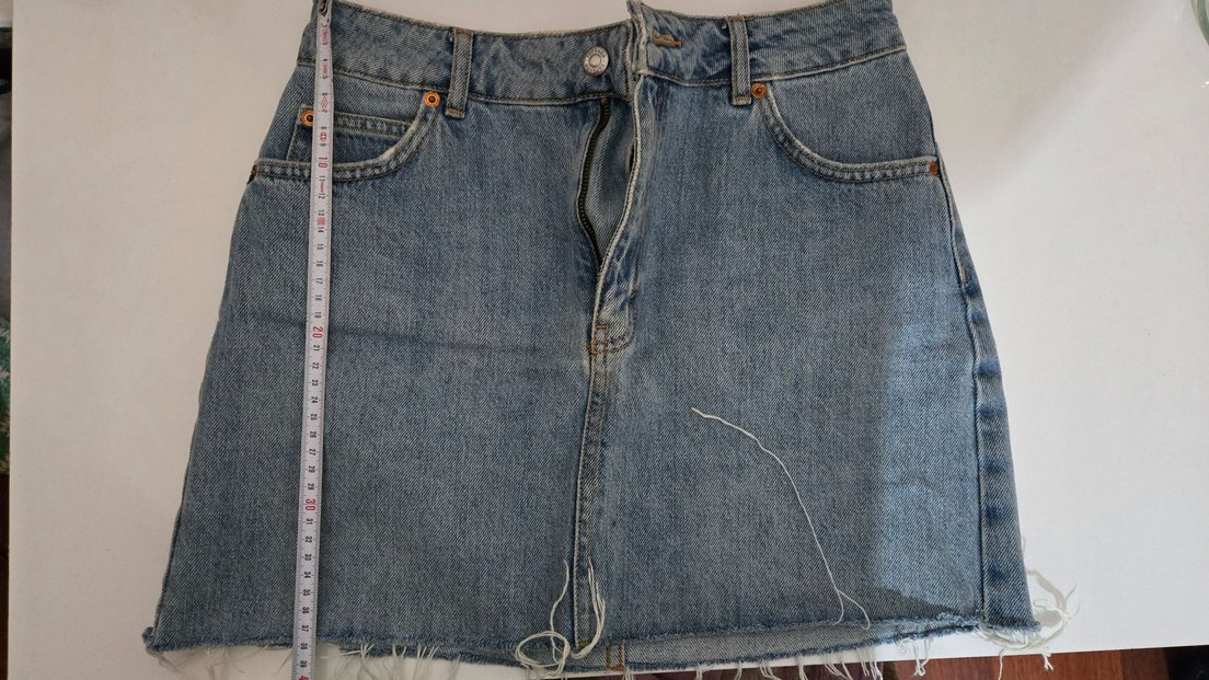 Düğmeli Mini Kot Etek - Görsel 4