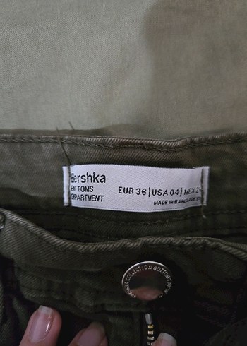 Haki Kadın Mini Denim Şort - Görsel 3