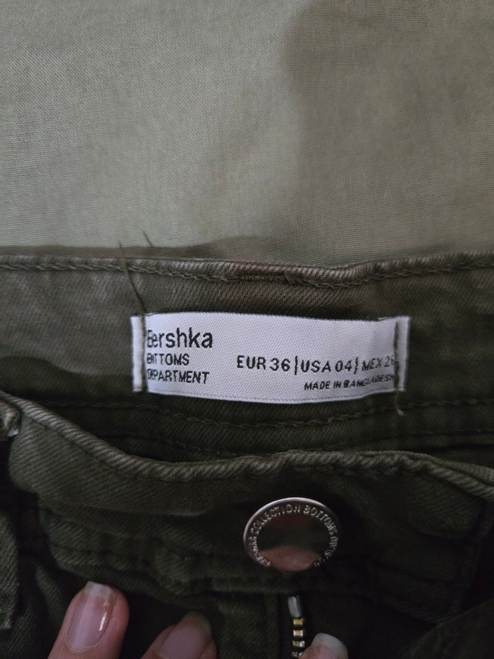 Haki Kadın Mini Denim Şort - Görsel 3