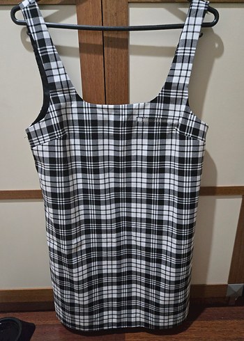 Siyah Beyaz Kareli Mini Elbise - Görsel 2