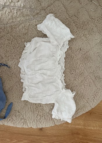 Koton Dantel Detaylı Kısa Kollu Beyaz Keten Bluz