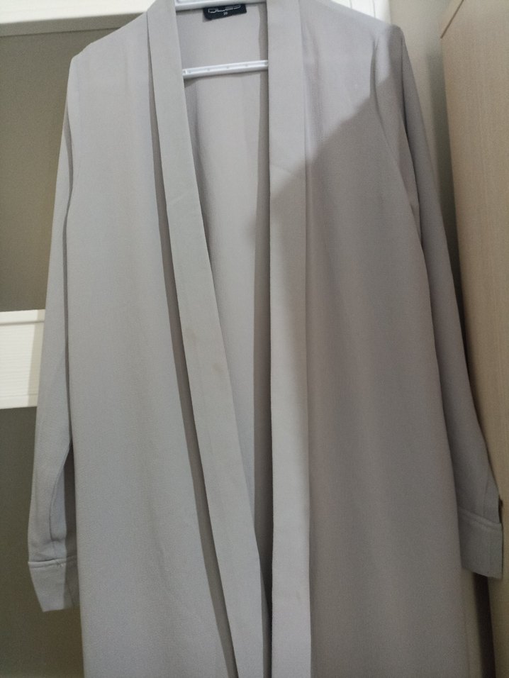 Uzun Gri Kadın hirka - Görsel 2