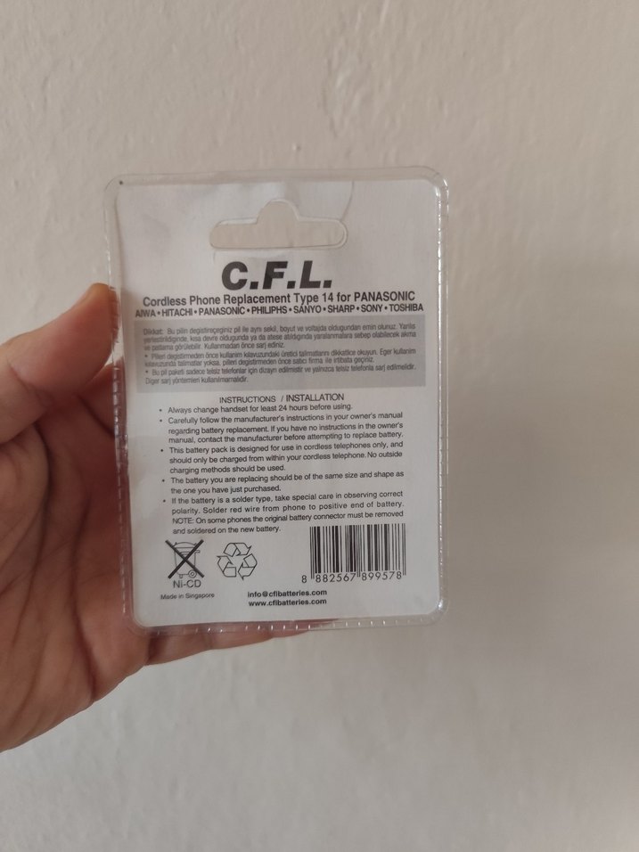 C.F.L  2.4V 300mAh Telsiz ve Telefon Pili - Görsel 2