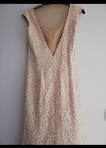 Bej Dantelli Uzun Abiye Elbise - Görsel 8